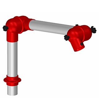 Extraction arm system DN50 2 joints, 445 mm, red - table mounting