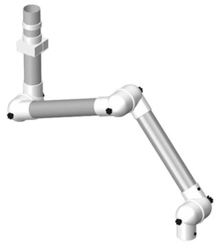 Extraction arm system DN75, 3 joints, 900 mm, white - ceiling mounting, chemically resistant