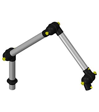 ESD extraction arm system DN50 3 joints, 1125 mm, black - table mounting
