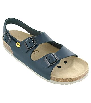 ESD Sandals Full Cow Leather / Heel Strap, blue-white