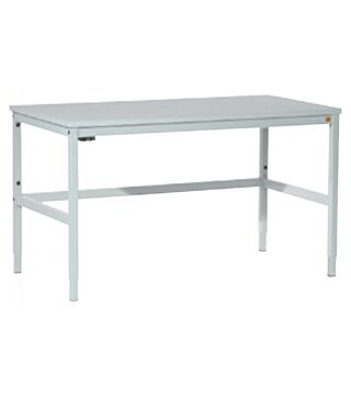 ESD assembly workbench, hard laminate, height adjustable, grey, 1500x800