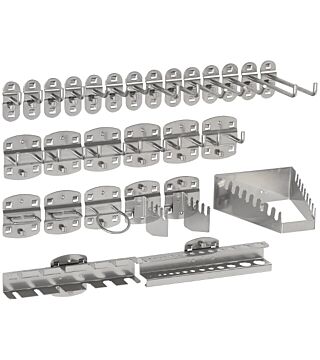 28 piece hook assortment for tool holder plate