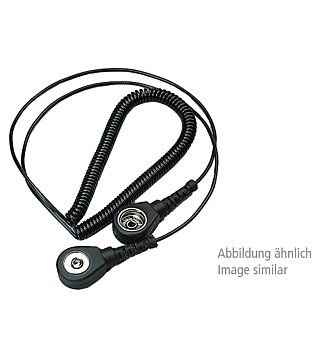 ESD Mini spiral cable, 2 MOhm, black, 2,4 m, 3/10 mm push button