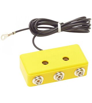 ESD grounding box, 3 x 10 mm push button, 1 MOhm per connection, yellow