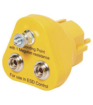 ESD grounding plug, 2 x 10 mm push button, yellow
