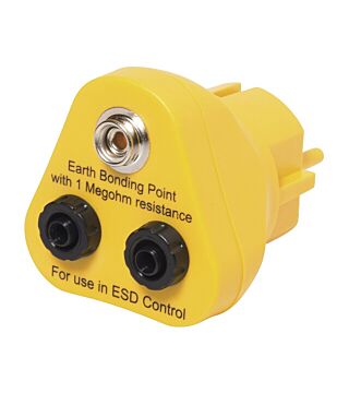 ESD grounding plug, 1 x 10 mm push button, yellow