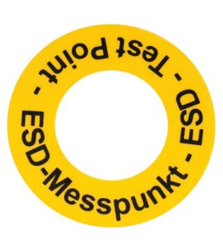 Naklejka do znakowania podłóg Punkt pomiarowy ESD, żółty, PCW