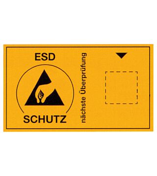 Aufkleber mit ESD-Symbol für Fälligkeitsmarke, deutsch