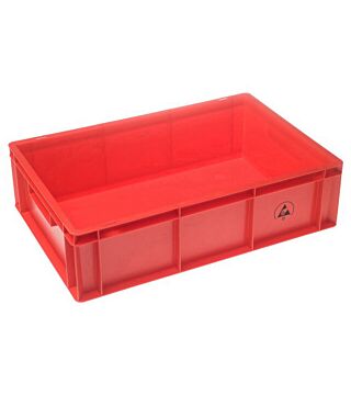 ESD IDP-STAT Storage container, conductive, red, 600 x 400 x 120 mm