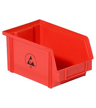 ESD visible storage box IDP-STAT, conductive, red, 235x145x125 mm