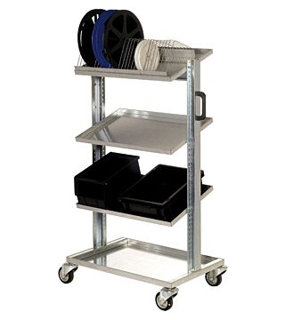 ESD transport trolley, 4 shelves, with handles, 740x540x1280 mm