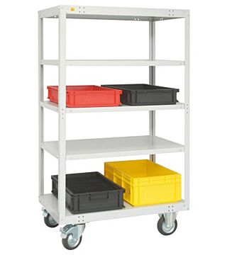 ESD transport trolley, 5 shelves, 1000 x 600 x 1760 mm, 400 kg