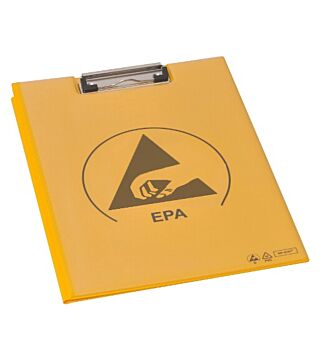 Podkładka do pisania z klipsem ESD, z okładką, DIN A4 PVC IDP-STAT, 485 x 315 mm, żółta
