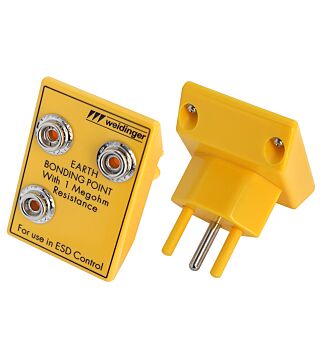 ESD grounding plug for Switzerland, 3 x 10 mm push button, yellow