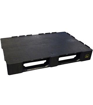 ESD transport pallet with edge, closed carrying surface, 1200x800x155 mm