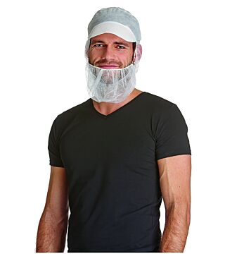 Protection de barbe, PP-spunbond, sans latex, respirant, blanc, UE : 100 pièces