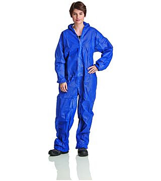 PP overall, 50g/qm, with hood, breathable, blue