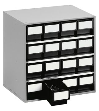 ESD drawer magazine, 16 drawers, 400x300x395 mm, black