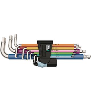 Angle wrench set, metric, stainless steel 3950/9 Hex-Plus Multicolour Stainless 1