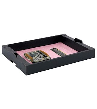 ESD Tray stapelbar mit rosa Schaum, 351x246x31 mm, 05-CTR-AS