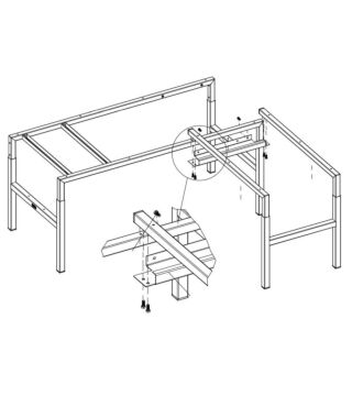 ESD add-on table frame Dikom Classic SR-M, manually height-adjustable, 990x570 mm