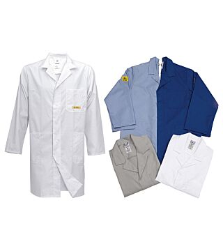 ESD work coat CONDUCTEX, long-sleeved, women, blue