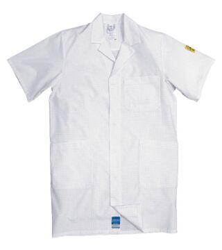 ESD work coat CONDUCTEX, short sleeves, men, white