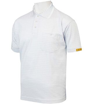 Koszulka polo ESD CONDUCTEX męska, biały kieszeń na piersi