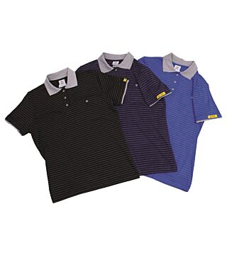 ESD polo shirt CONDUCTEX ladies, grey/blue, breast pocket