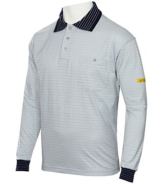 ESD-Poloshirt CONDUCTEX Herren, grau/blau, Brusttasche