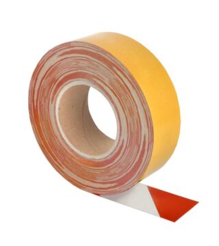 WT-5125BF Warning tape red/white printed left facing 50mm x 10m