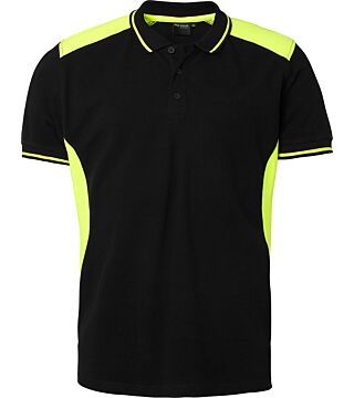 213 Poloshirt, Herren. schwarz/Fluoreszierendes gelb