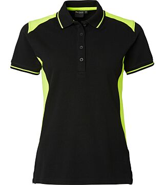 214 Poloshirt, Damen, schwarz/Fluoreszierendes gelb