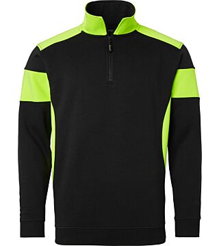 222 Half-Zip Sweatshirt, Unisex schwarz/Fluoreszierendes gelb
