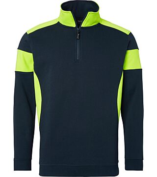 222 Half-Zip Sweatshirt, Unisex, navy blau/Fluoreszierendes gelb