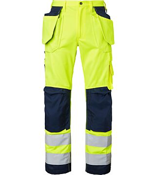 2516 Lange Handwerker Hose, Unisex, Fluoreszierendes gelb/navy blau