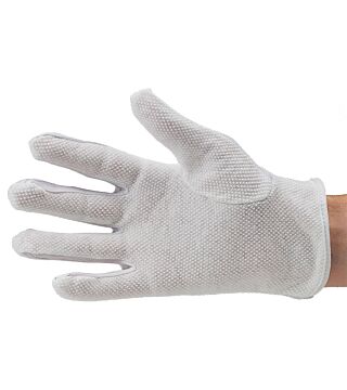 ESD glove polyester, with PVC knobs, cleanroom compatible, white