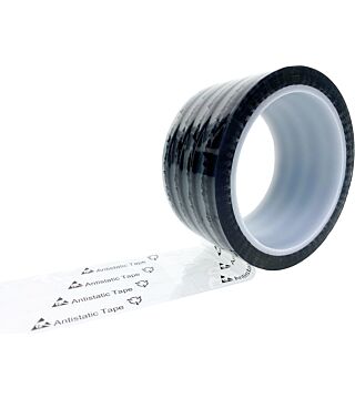 ESD adhesive tape, transparent, 48mm x 36m, with ESD warning symbol