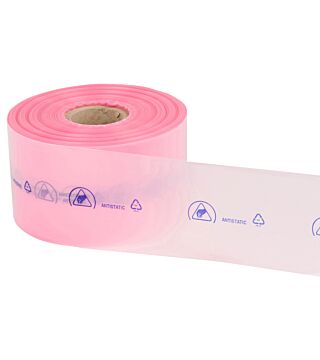 ESD tubular film, pink, permanently dissipative, 9μm, 250 m roll, various versions
