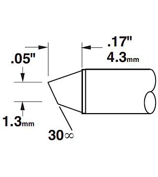 Soldering tip for device series MX series 700/412 °C, with integrated heating