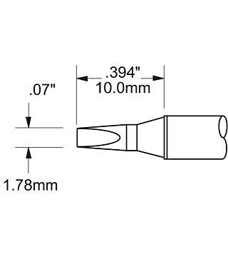 Punta di saldatura serie PHT, a scalpello 30°, 1,78 x 10 mm