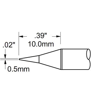 Soldering tip PHT series, conical fine, 0.5 x 10 mm