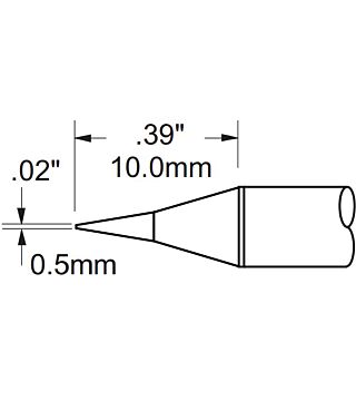 Soldering tip PHT series, conical fine, 0.5 x 10 mm