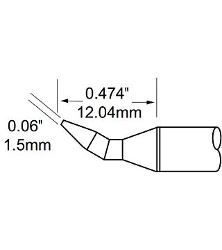 Lötspitze SxP Serie, meißelförmig 30° 1,5 x 12,04 mm