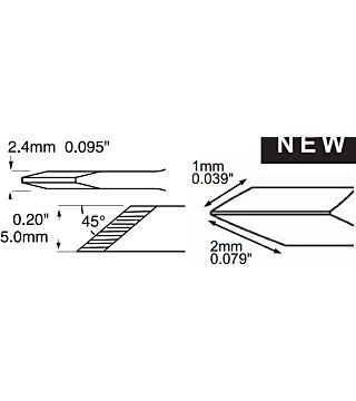 Soldering tip SxV series, knife-shaped 45°, 5 x 15.1 mm