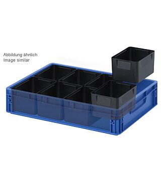 ESD insert box 4-piece division, for Euro containers 600x400 mm, 282x183x100 mm