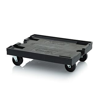 ESD transport trolley, 82 x 62 x 20 cm, with rubber tyres, black