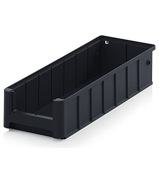 ESD shelf and material flow box, black, 400x156x90 mm