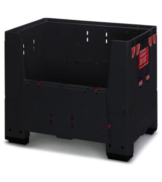 Foldable ESD bigbox with 4 access flaps, 1200 x 800x 1100 mm