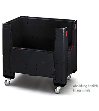Klappbare ESD-Bigbox mit 4 Eingriffsklappen, mit Rollen, 1200 x 800x 1100 mm